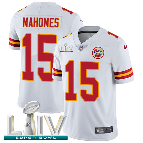 Kansas City Chiefs Nike #15 Patrick Mahomes White Super Bowl LIV 2020 Youth Stitched NFL Vapor Untouchable Limited Jersey